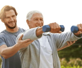 Image of an old individual exercising.
