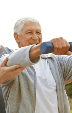 Holistic-Well-Being-Enhancement An elderly person working out to be healthy and well